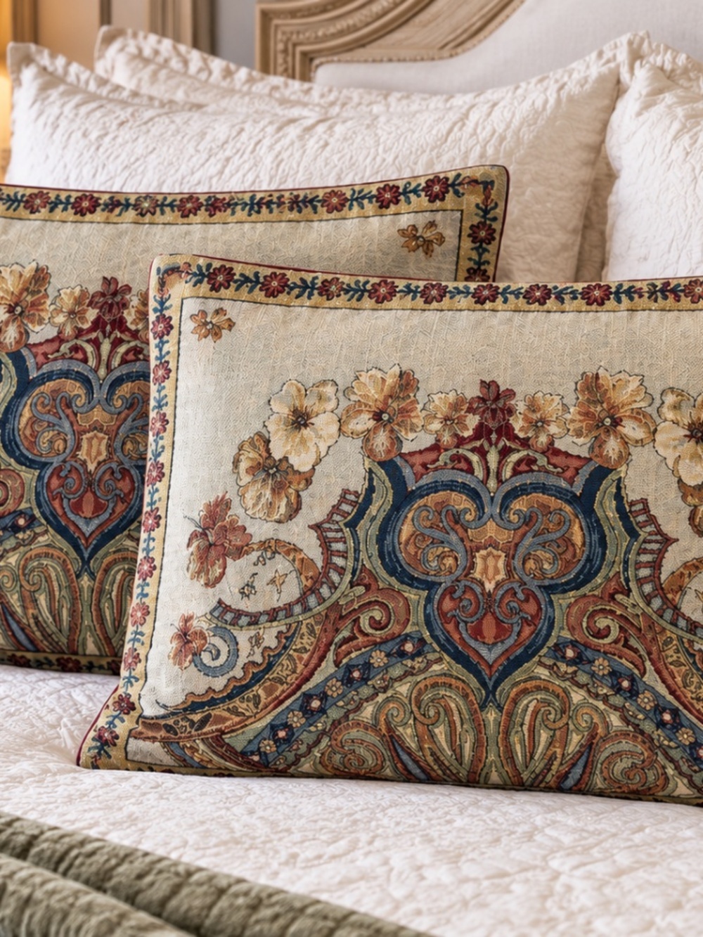 Soft Surroundings Tapestry Pillow Shams Set of 2 Floral Paisley